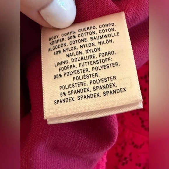 ANTHROPOLOGIE Deletta Med Fuscia Lace Embroidery Lined Sleeveless Eyelet Dress - Picture 12 of 14